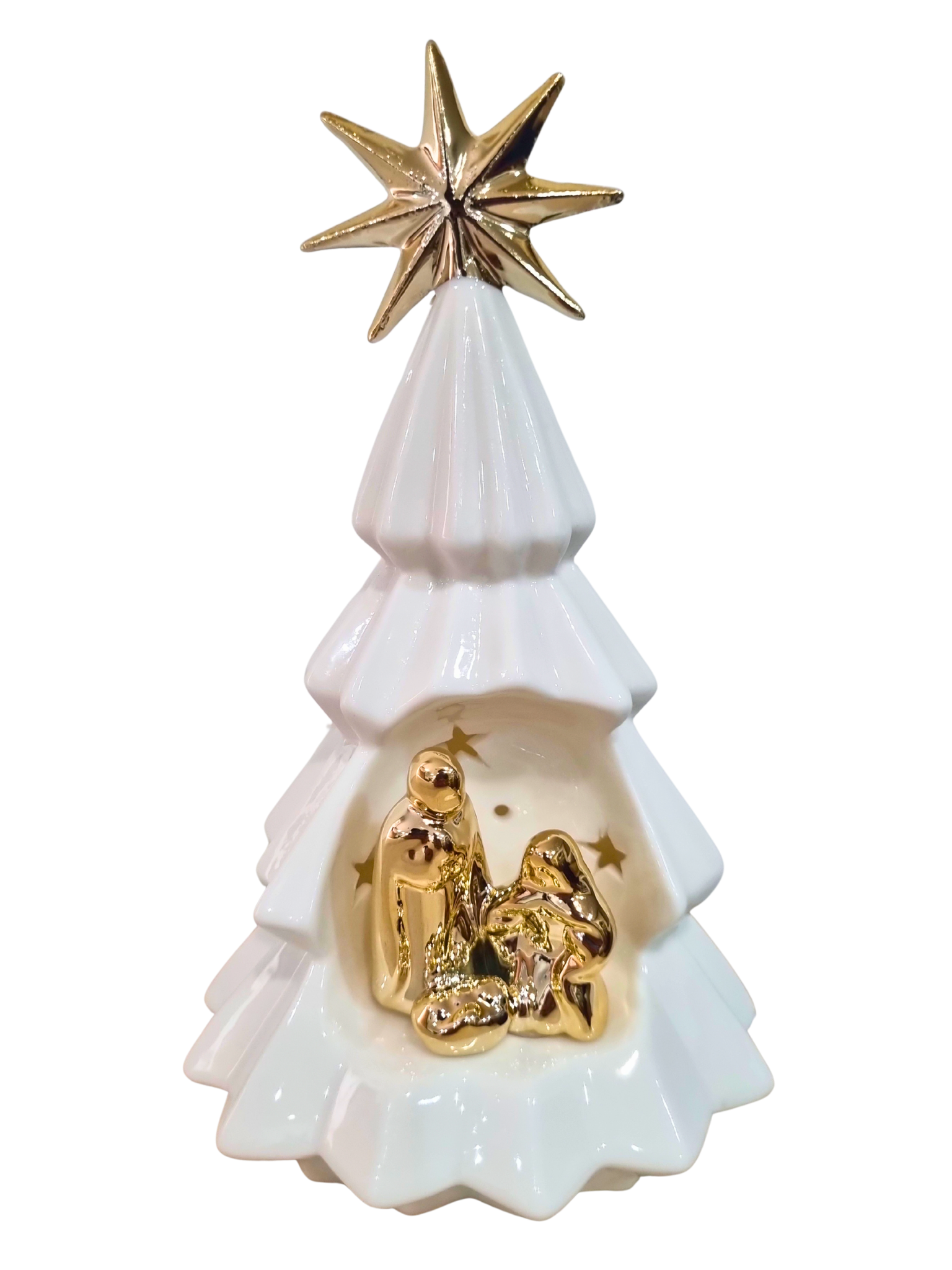 Imagem da Sagrada Família em Porcelana com Led 11 x 19 cm-TerraCotta Arte Sacra