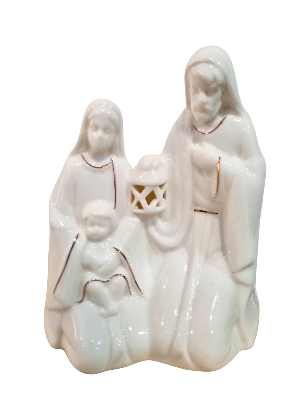 Imagem da Sagrada Família em Porcelana com Led 13 x 15 cm-TerraCotta Arte Sacra