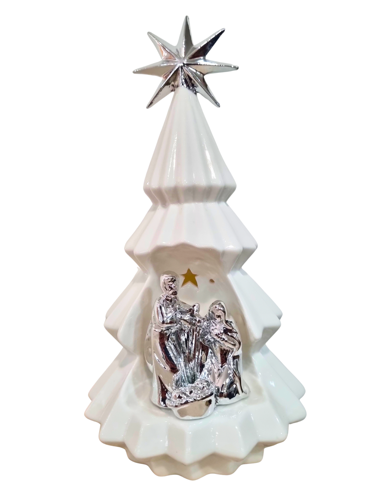 Imagem da Sagrada Família em Porcelana com Led 15 x 27 cm-TerraCotta Arte Sacra
