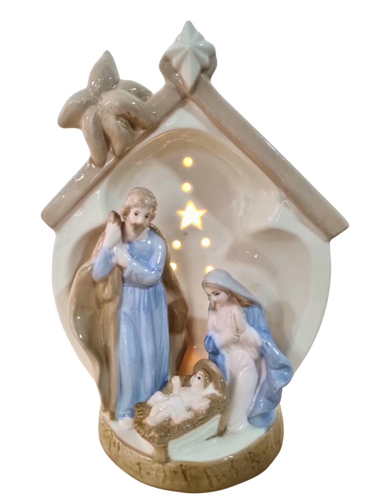 Imagem da Sagrada Família em Porcelana com Led 22 cm-TerraCotta Arte Sacra