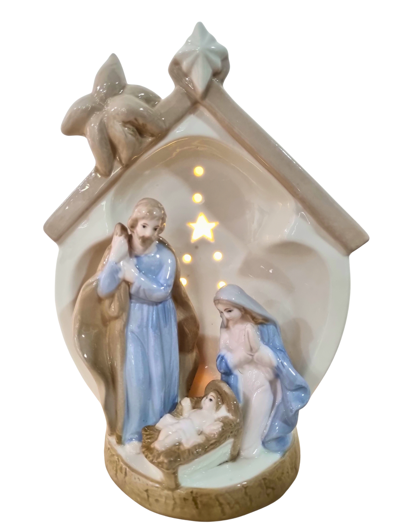Imagem da Sagrada Família em Porcelana com Led 22 cm-TerraCotta Arte Sacra