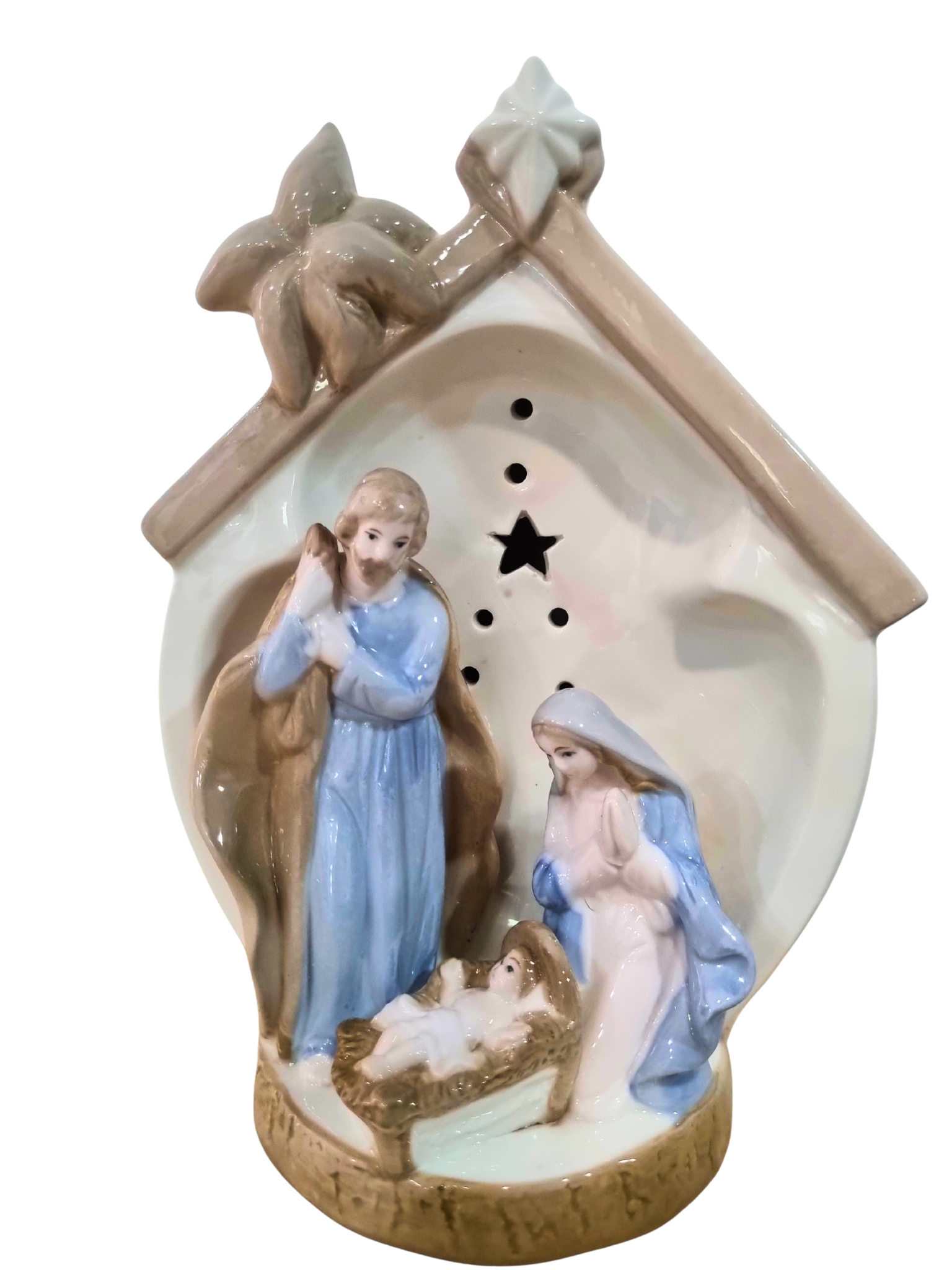 Imagem da Sagrada Família em Porcelana com Led 22 cm-TerraCotta Arte Sacra