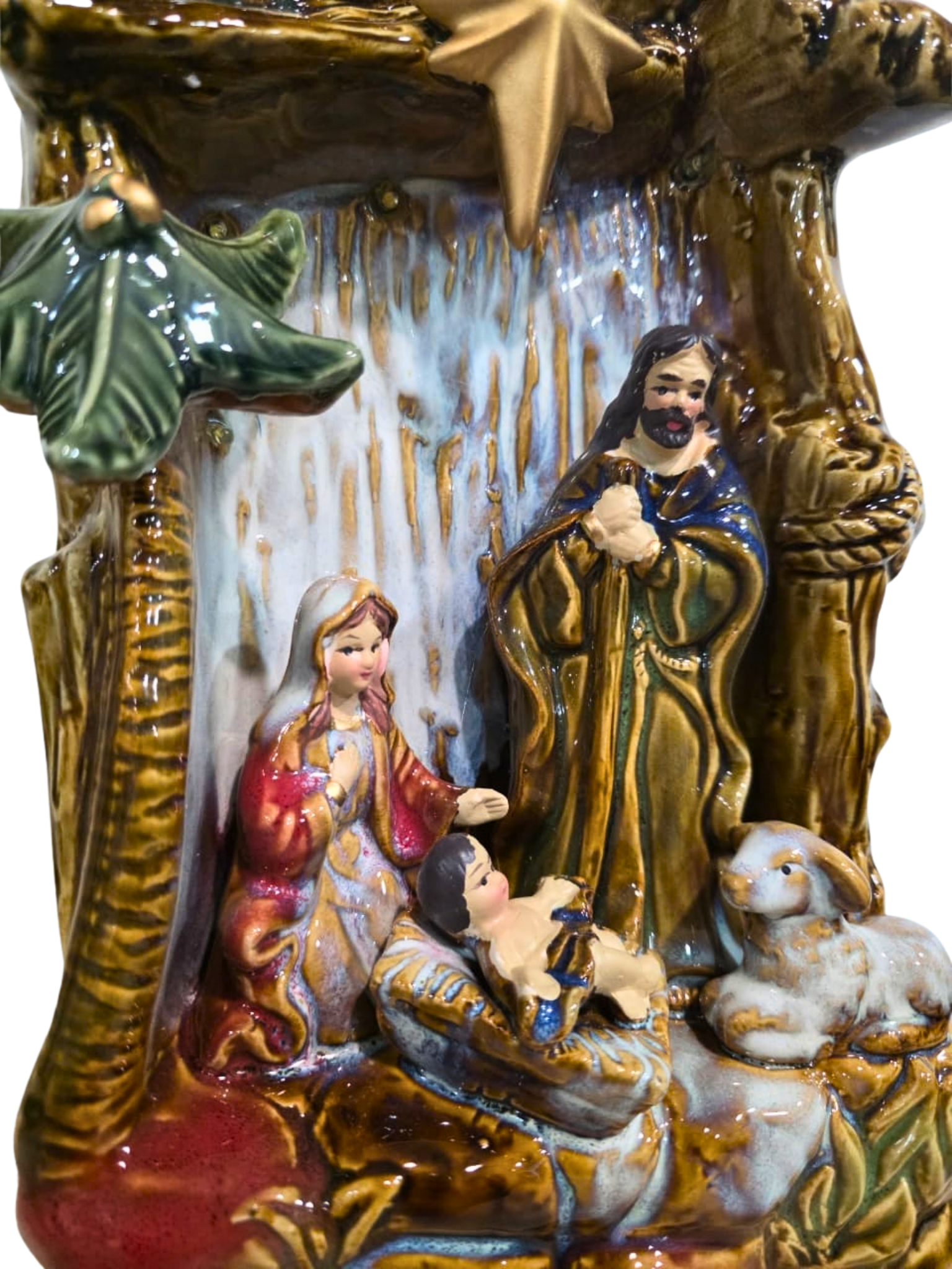 Imagem da Sagrada Família em Porcelana com Led 32 cm-TerraCotta Arte Sacra