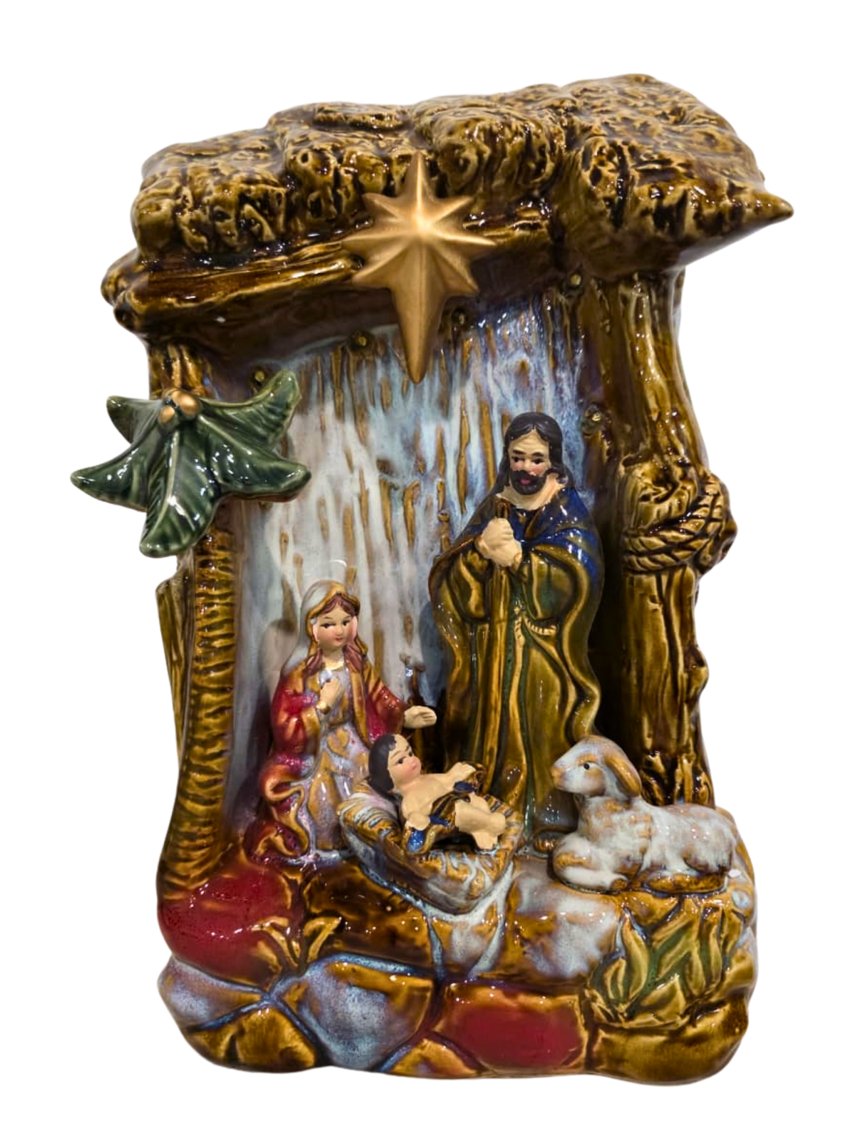 Imagem da Sagrada Família em Porcelana com Led 32 cm-TerraCotta Arte Sacra