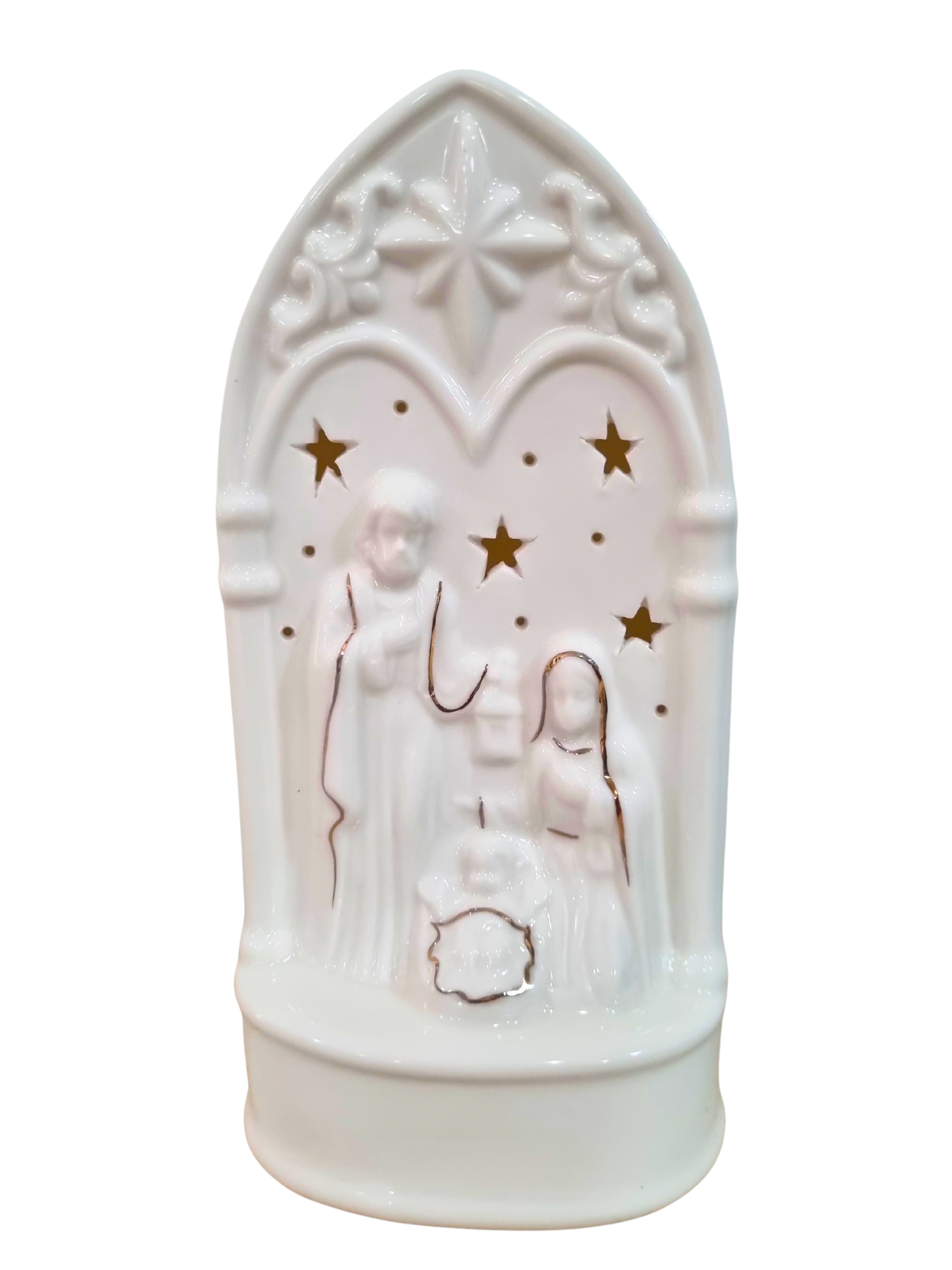 Imagem da Sagrada Família em Porcelana com Led 9 x 19 cm-TerraCotta Arte Sacra