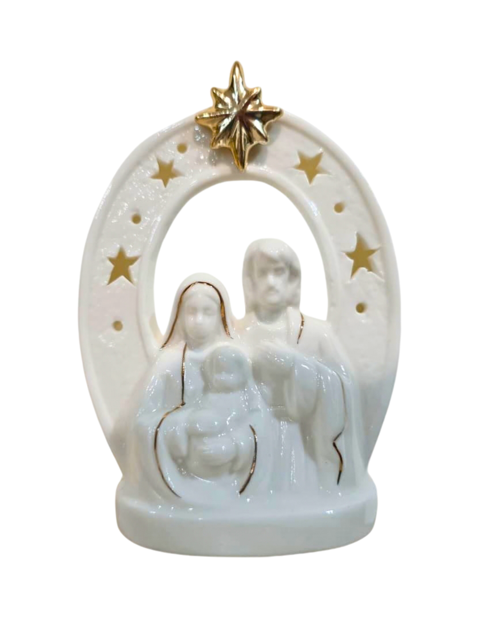 Imagem da Sagrada Família em Porcelana com Led 9,2 x 13 cm-TerraCotta Arte Sacra