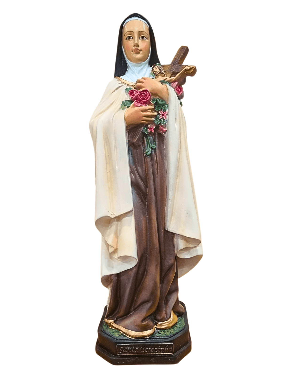 Imagem da Santa Terezinha em Pó de Mármore Colorida 30 cm-TerraCotta Arte Sacra