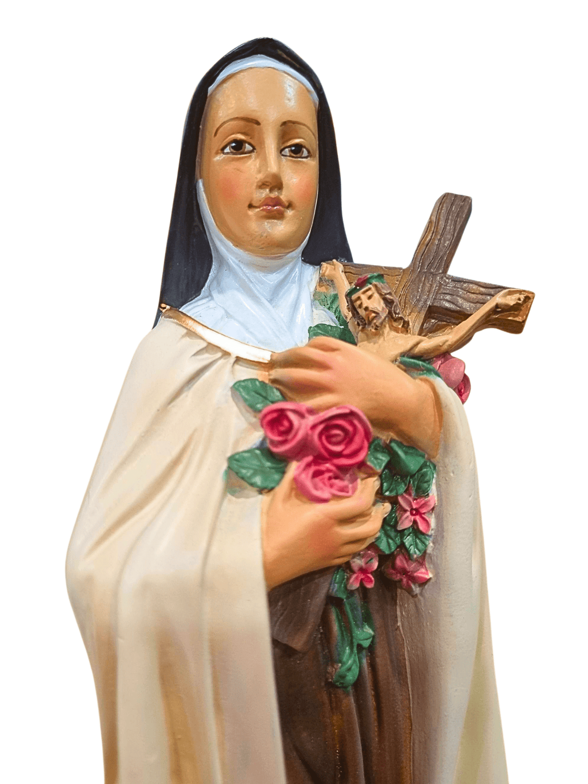 Imagem da Santa Terezinha em Pó de Mármore Colorida 30 cm-TerraCotta Arte Sacra