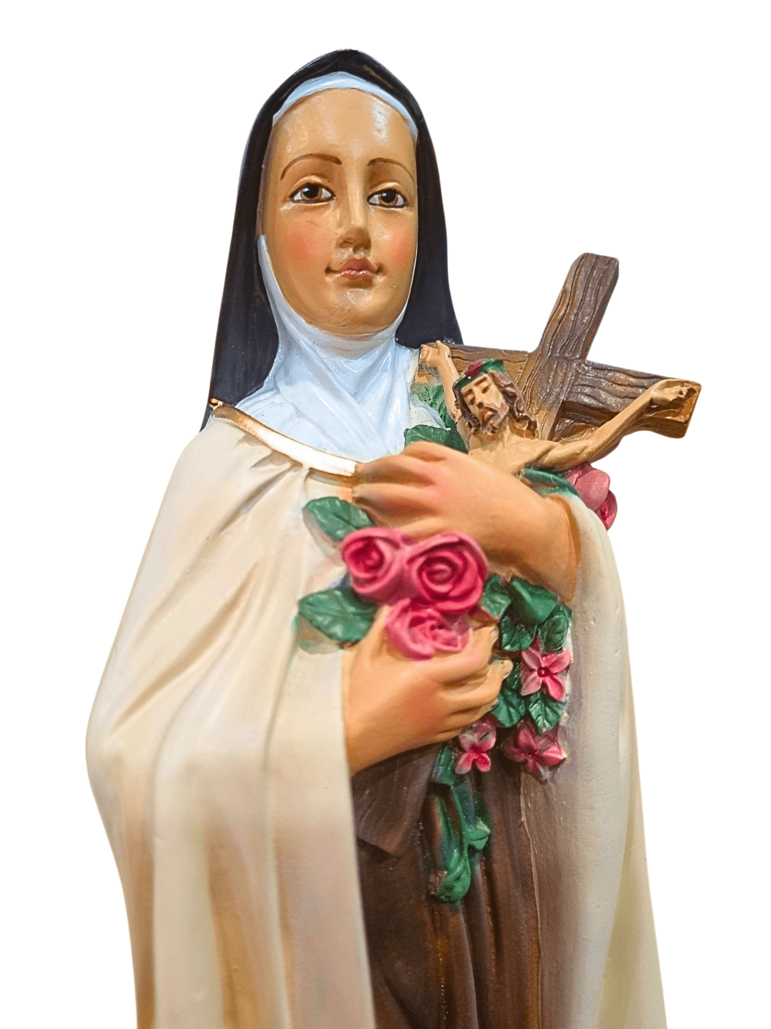 Imagem da Santa Terezinha em Pó de Mármore Colorida 30 cm-TerraCotta Arte Sacra