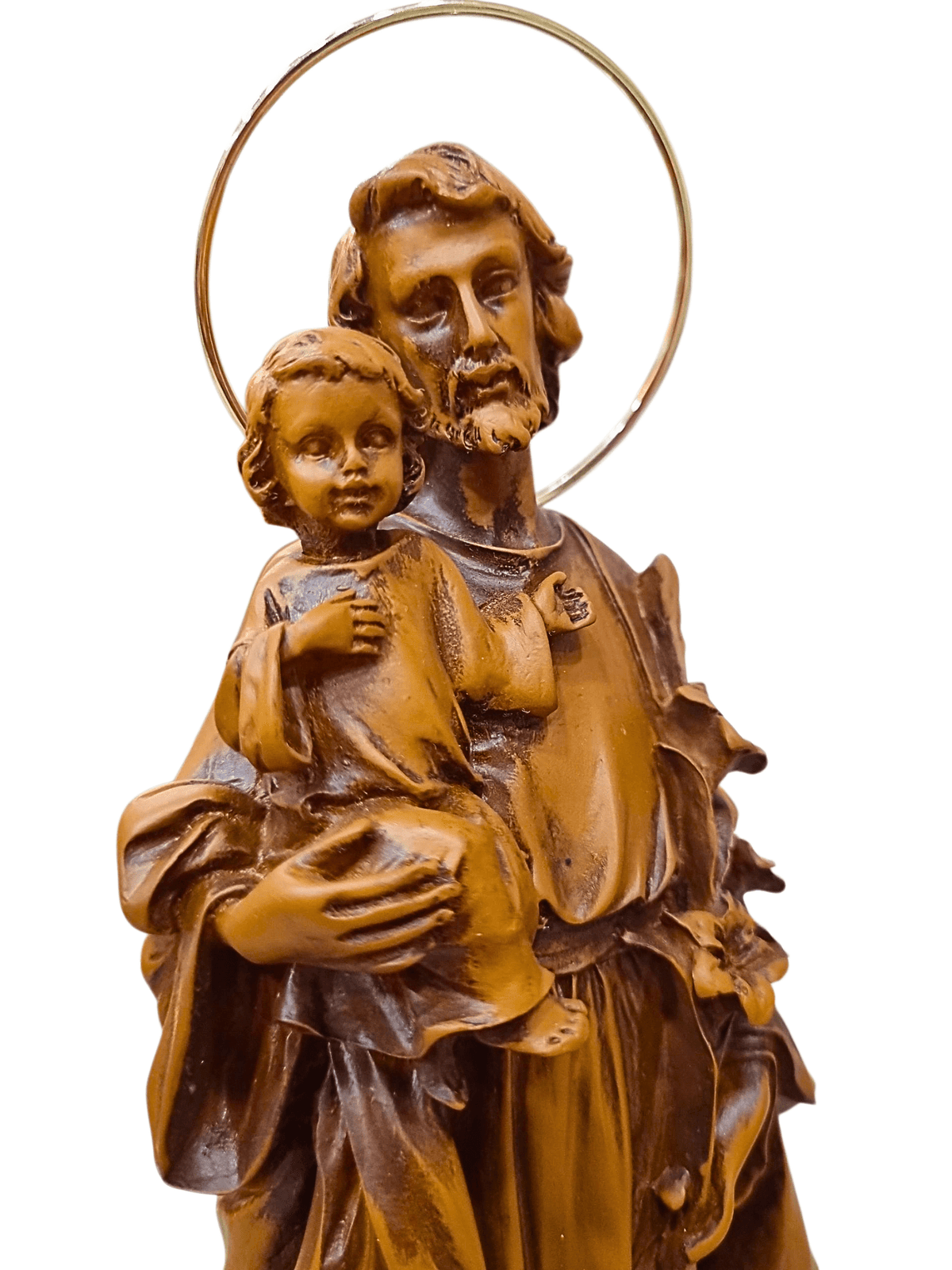 Imagem da São José em Pó de Mármore Cor Madeira 25 cm-TerraCotta Arte Sacra