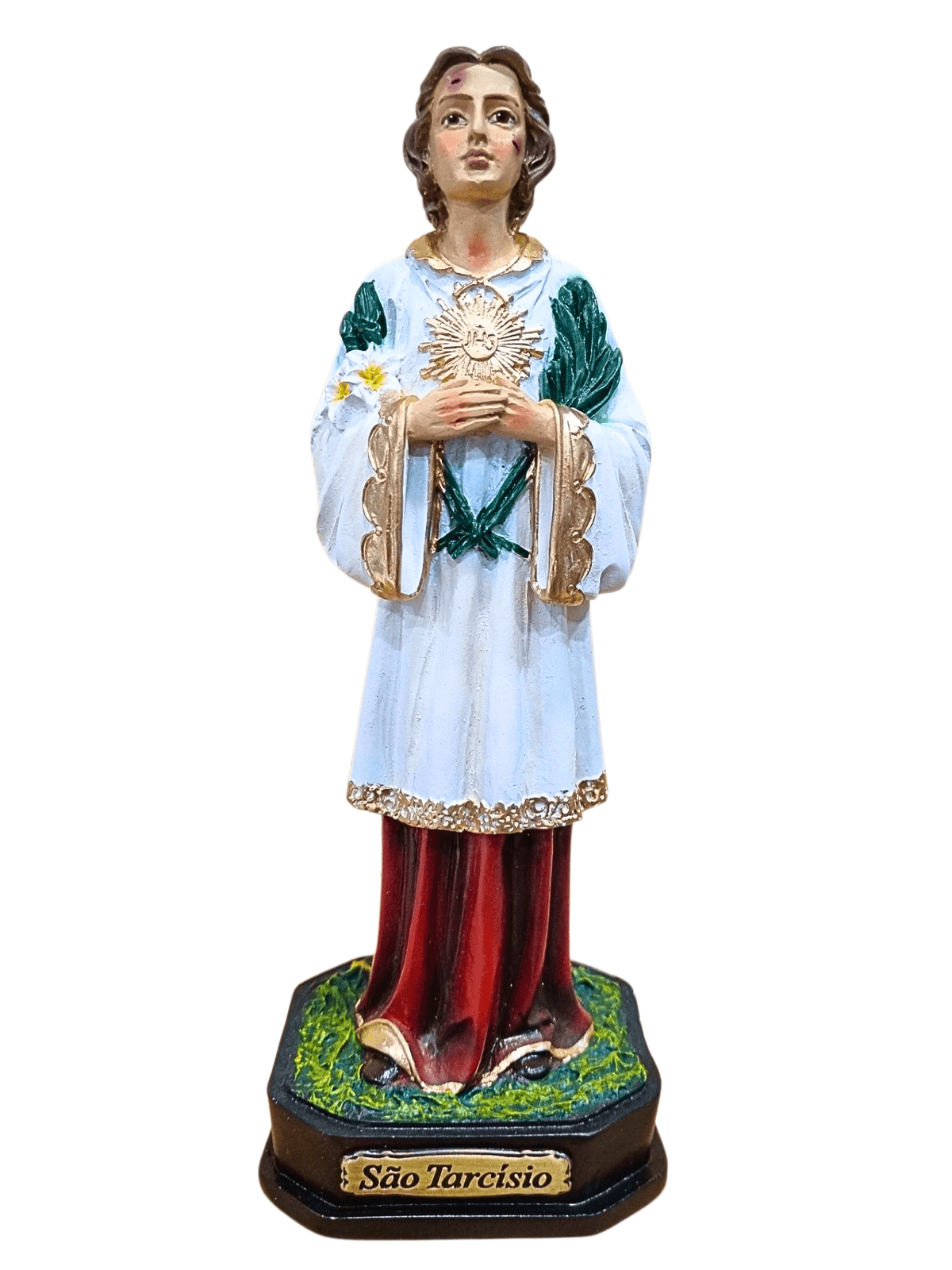 Imagem da São Tarcísio em Pó de Mármore Colorida 20 cm-TerraCotta Arte Sacra