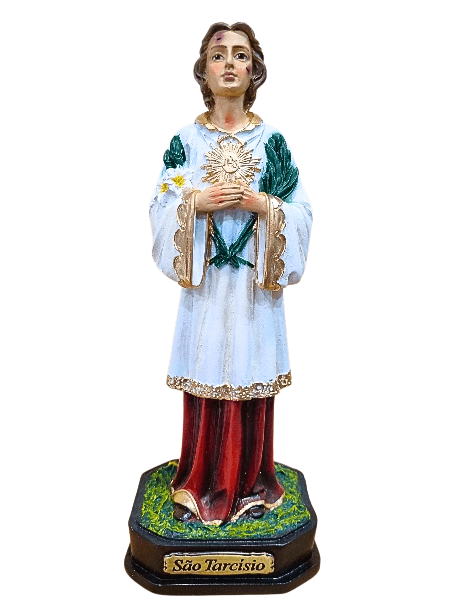 Imagem da São Tarcísio em Pó de Mármore Colorida 20 cm-TerraCotta Arte Sacra