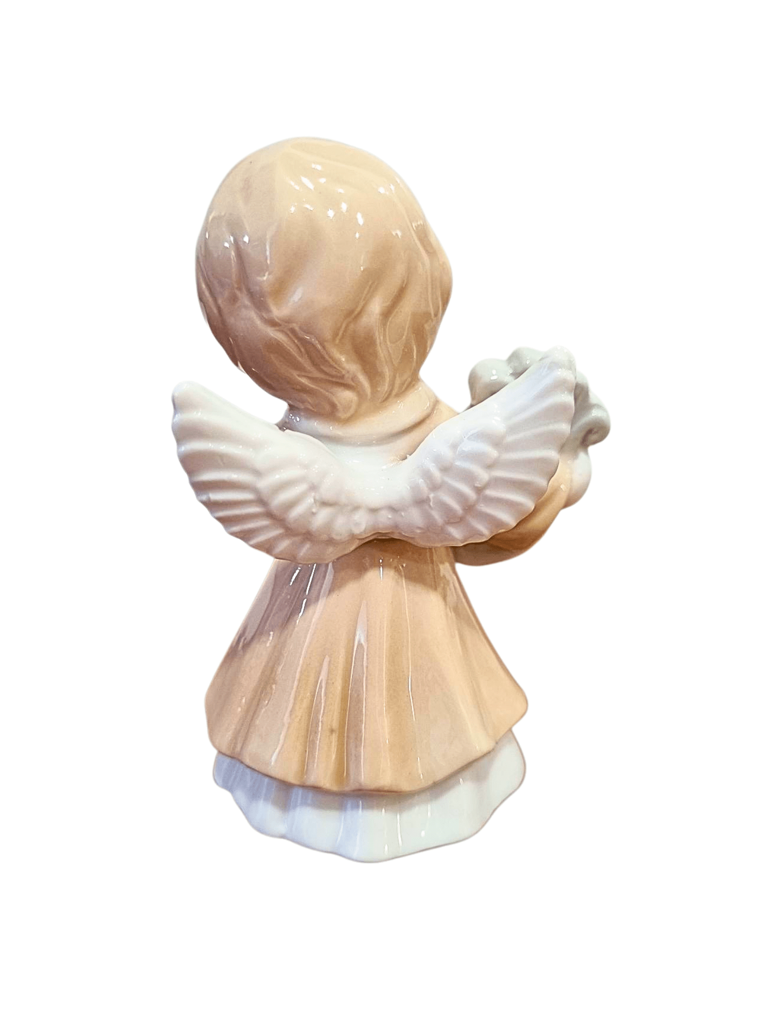 Imagem de Anjo em Porcelana com Harpa-TerraCotta Arte Sacra