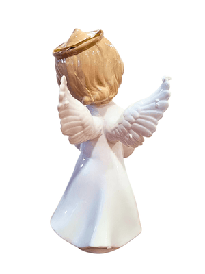 Imagem de Anjo em Porcelana com a Mão no Peito-TerraCotta Arte Sacra