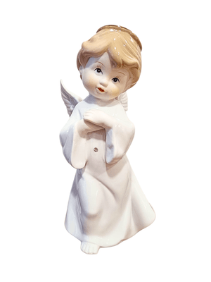 Imagem de Anjo em Porcelana com a Mão no Peito-TerraCotta Arte Sacra