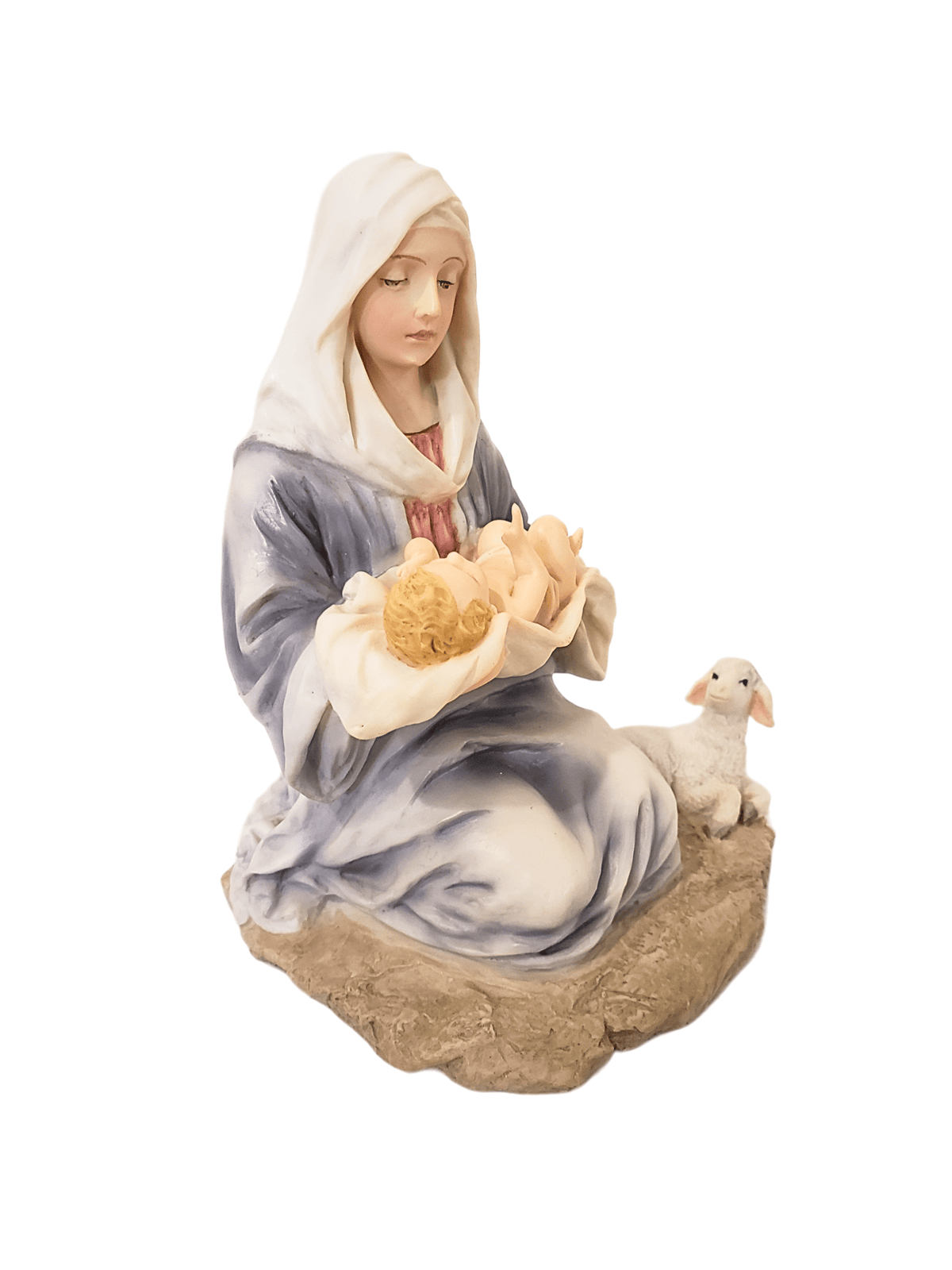 Imagem de Maria com Jesus em Pó de Mármore 15cm-TerraCotta Arte Sacra