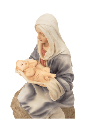 Imagem de Maria com Jesus em Pó de Mármore 15cm-TerraCotta Arte Sacra