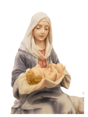Imagem de Maria com Jesus em Pó de Mármore 15cm-TerraCotta Arte Sacra