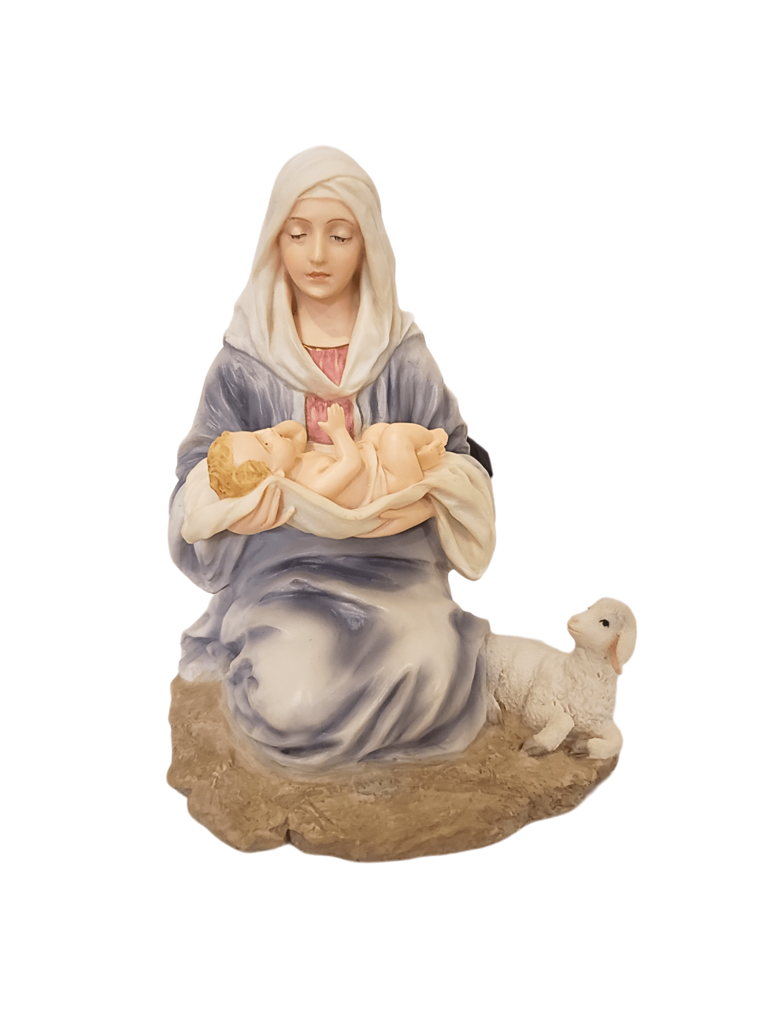 Imagem de Maria com Jesus em Pó de Mármore 15cm-TerraCotta Arte Sacra