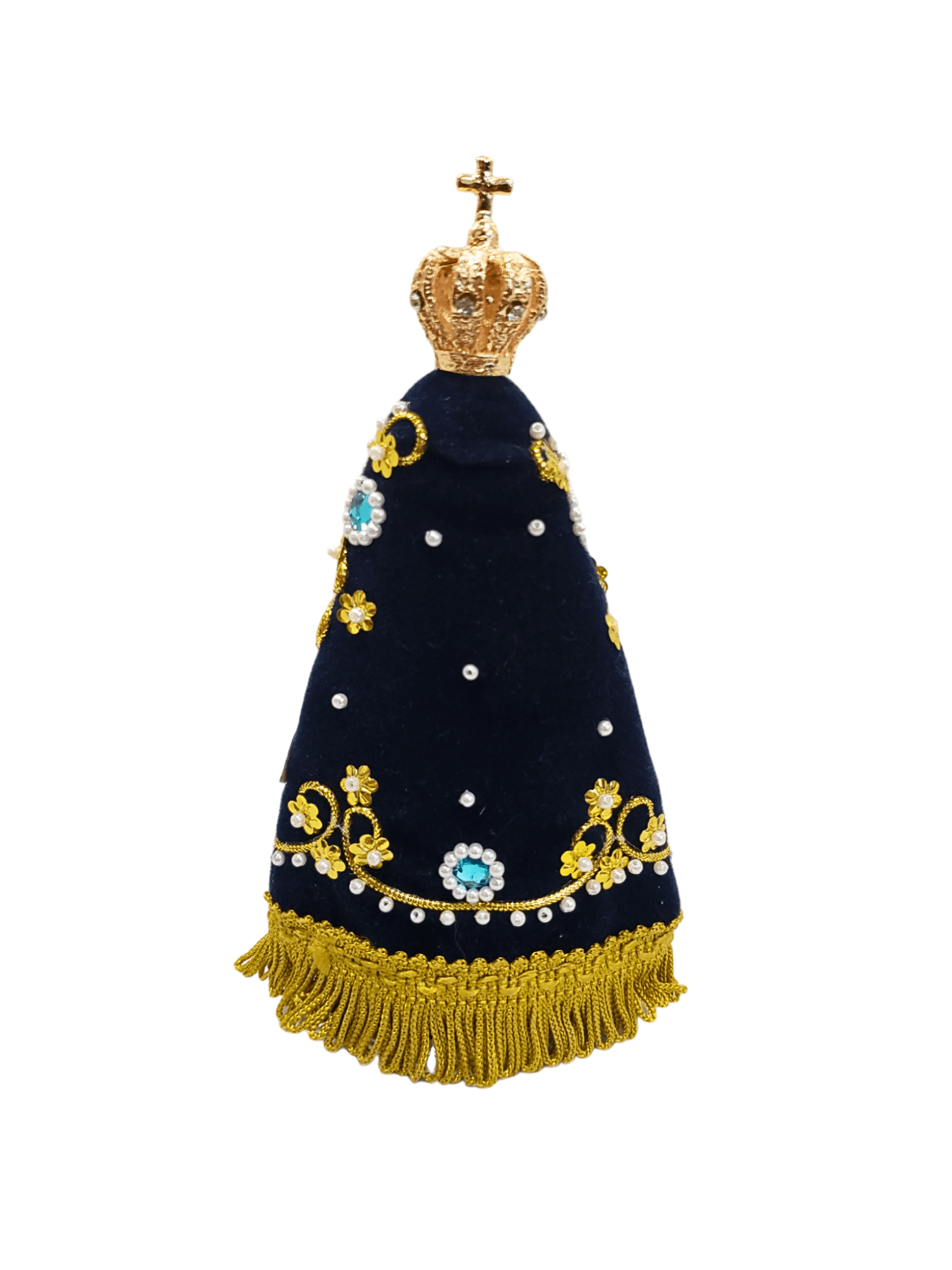 Imagem de Nossa Senhora Aparecida Base Prata com Manto e Coroa 18 cm-TerraCotta Arte Sacra