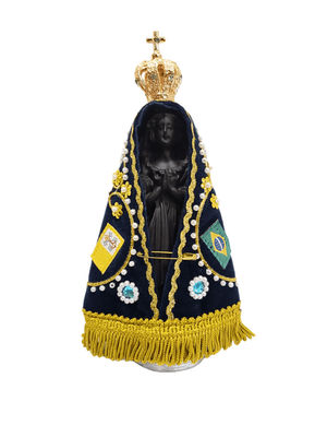 Imagem de Nossa Senhora Aparecida Base Prata com Manto e Coroa 18 cm-TerraCotta Arte Sacra