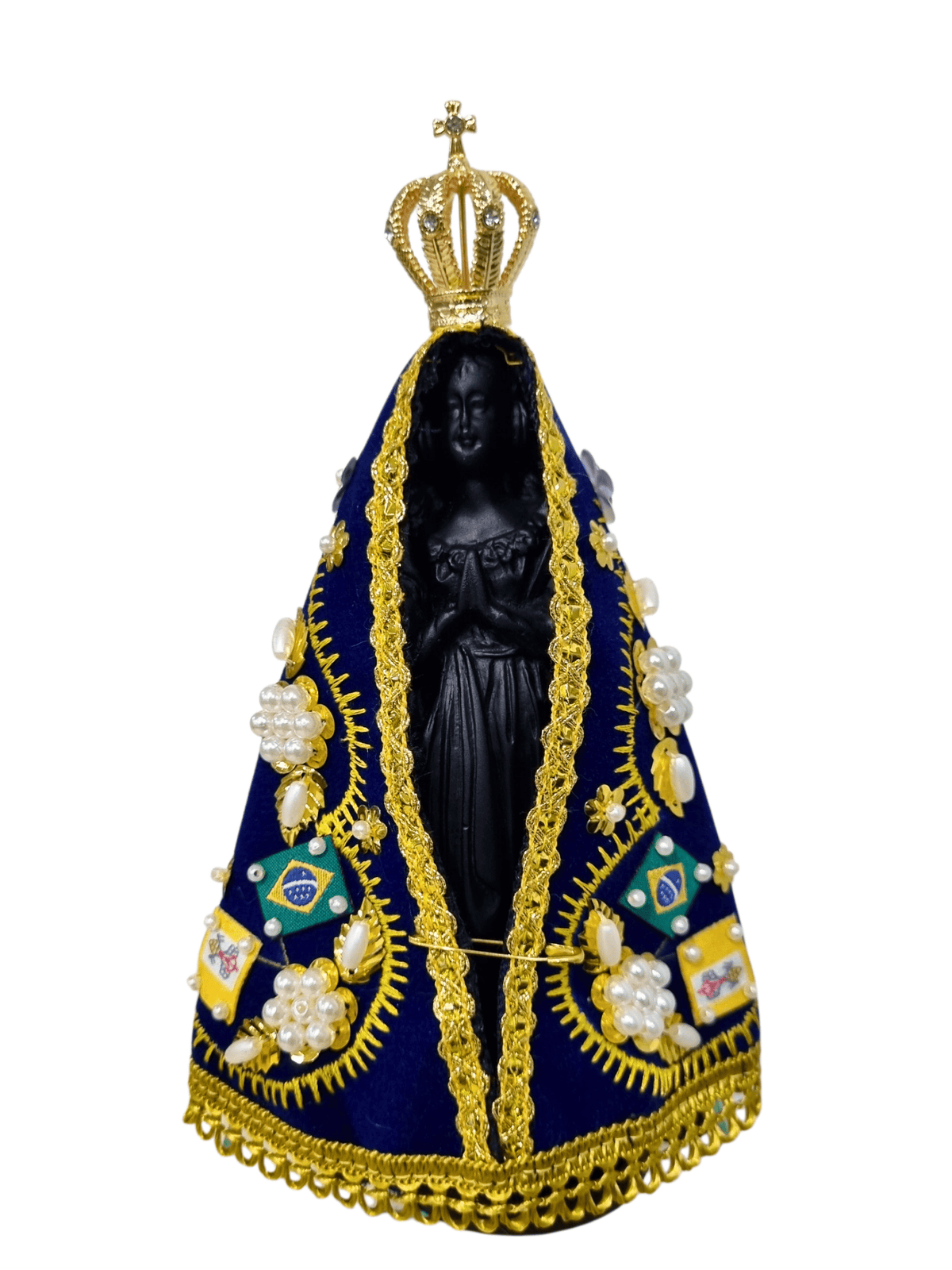 Imagem de Nossa Senhora Aparecida Em Pó de Mármore Manto Flor 18 cm-TerraCotta Arte Sacra