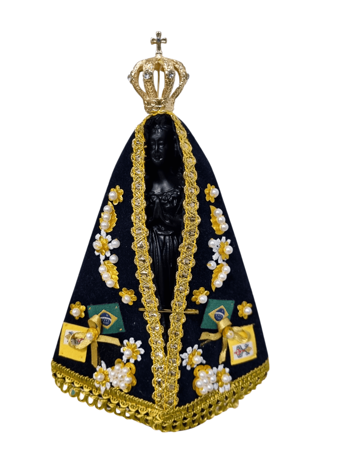 Imagem de Nossa Senhora Aparecida Em Pó de Mármore Manto Laço 18 cm-TerraCotta Arte Sacra