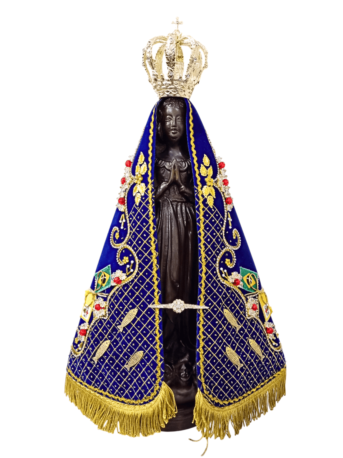 Imagem de Nossa Senhora Aparecida Fac-Símile com Manto Pesca Milagrosa 45 cm-TerraCotta Arte Sacra