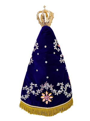 Imagem de Nossa Senhora Aparecida Fac-Símile com Manto em Veludo Alemão Bisotê 45 cm-TerraCotta Arte Sacra
