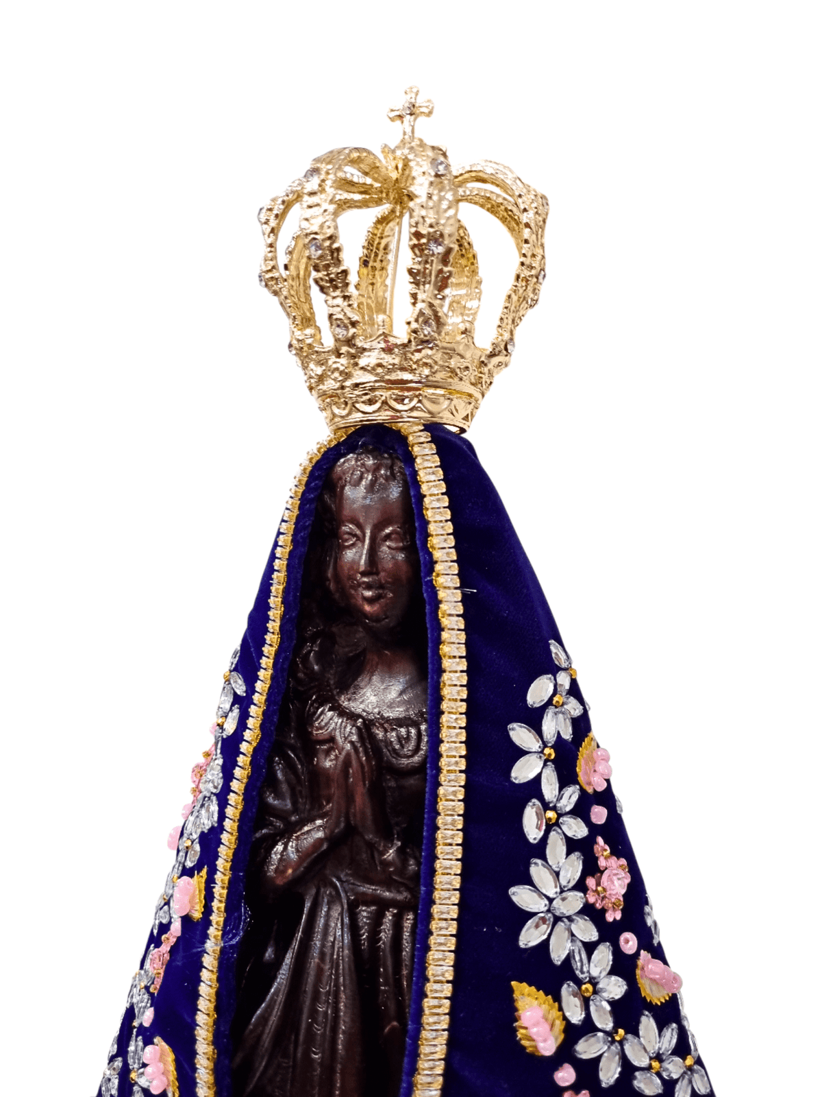 Imagem de Nossa Senhora Aparecida Fac-Símile com Manto em Veludo Alemão Bisotê 45 cm-TerraCotta Arte Sacra