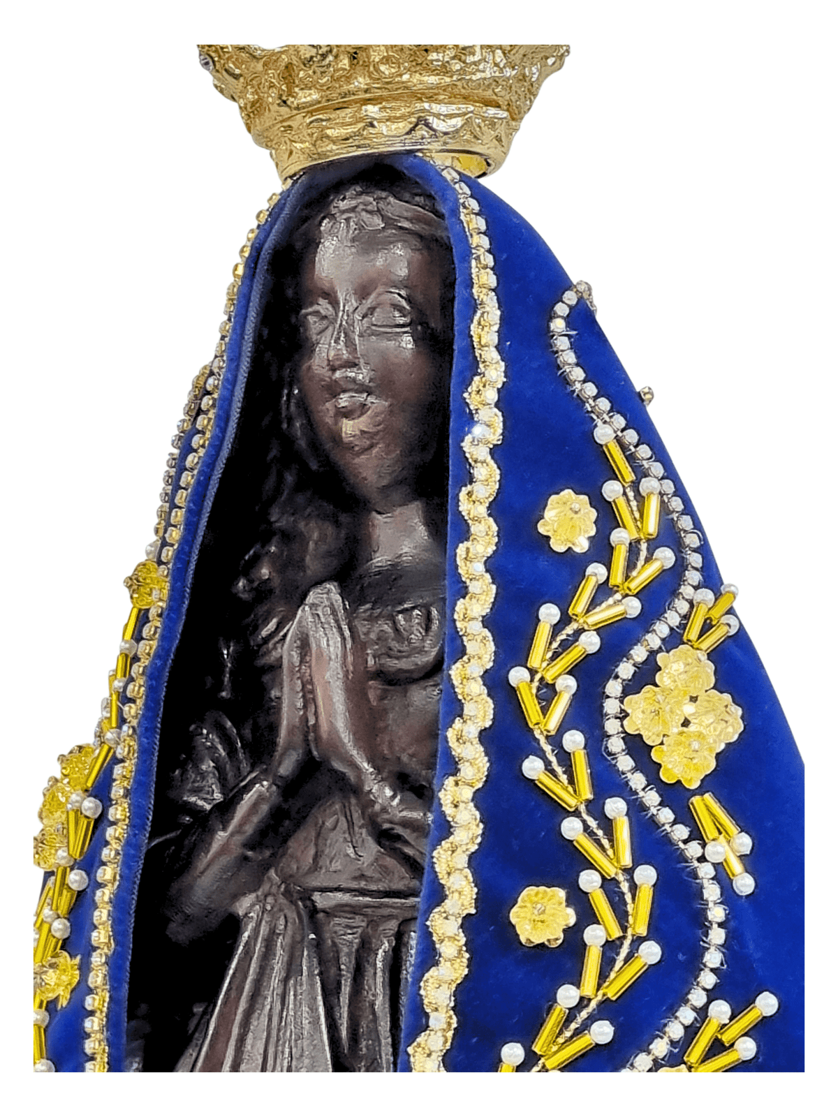 Imagem de Nossa Senhora Aparecida Fac-Símile em Madeira com Manto Basílica 46 cm-TerraCotta Arte Sacra