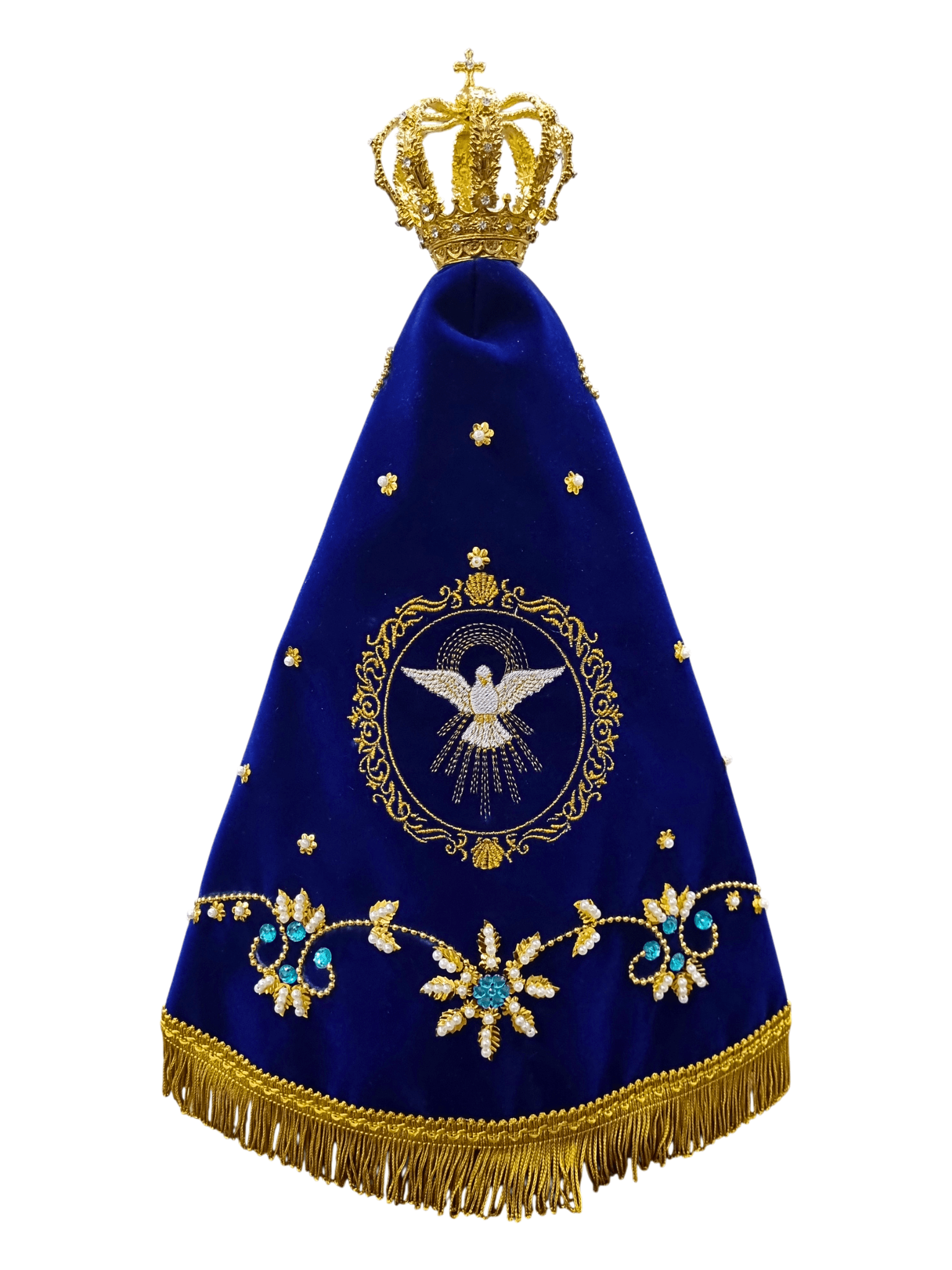 Imagem de Nossa Senhora Aparecida Fac-Símile em Madeira com Manto Divino Espírito Santo 45 cm-TerraCotta Arte Sacra