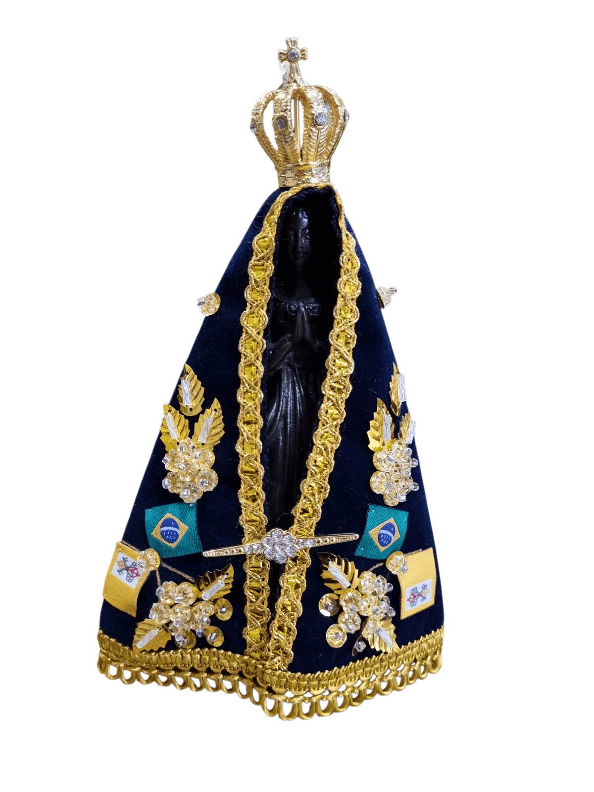 Imagem de Nossa Senhora Aparecida Fac-Símile em Madeira com Manto e Coroa 18 cm-TerraCotta Arte Sacra