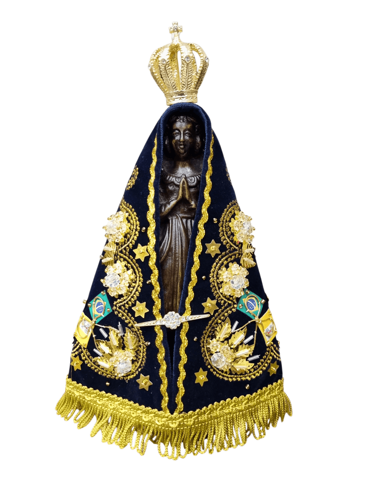 Imagem de Nossa Senhora Aparecida Fac-Símile em Madeira com Manto e Coroa 23 cm-TerraCotta Arte Sacra
