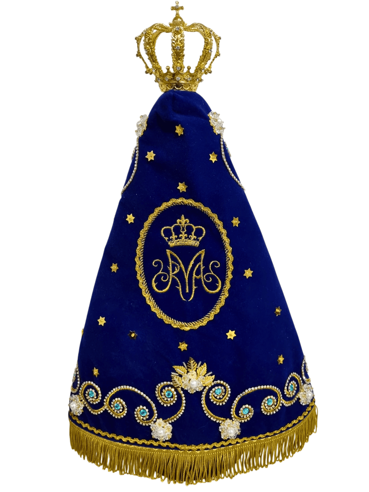 Imagem de Nossa Senhora Aparecida Fac-símile em Madeira Manto Arabesco Pedra Azul 45 cm-TerraCotta Arte Sacra