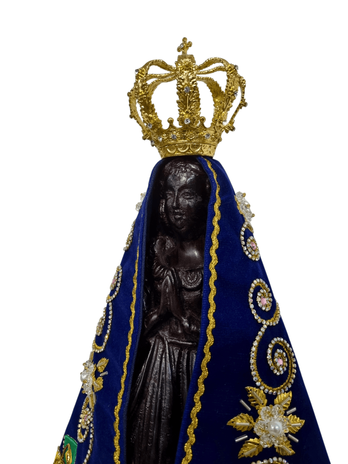 Imagem de Nossa Senhora Aparecida Fac-símile em Madeira Manto Arabesco Pedra Rosa 45 cm-TerraCotta Arte Sacra