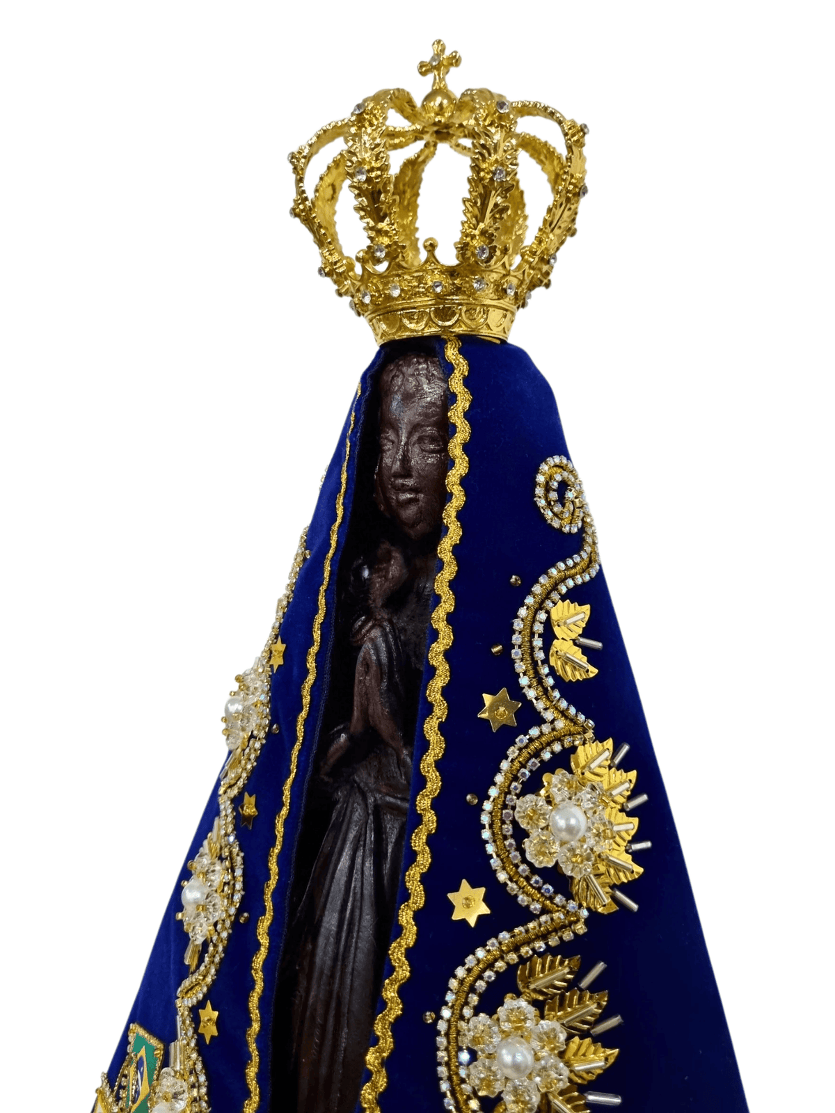Imagem de Nossa Senhora Aparecida Fac-símile em Madeira Manto Luxo Pérola 45 cm-TerraCotta Arte Sacra