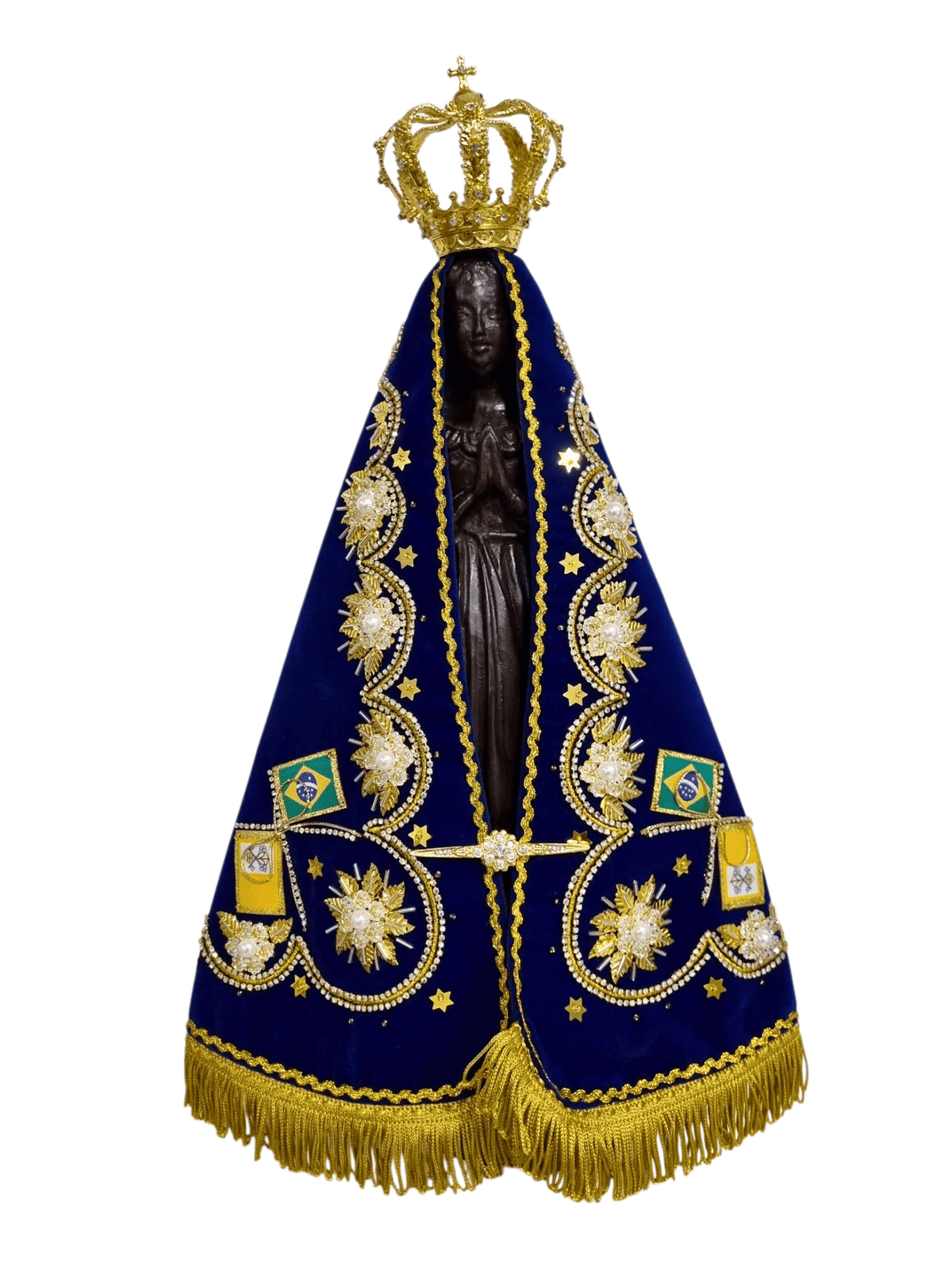 Imagem de Nossa Senhora Aparecida Fac-símile em Madeira Manto Luxo Pérola 45 cm-TerraCotta Arte Sacra