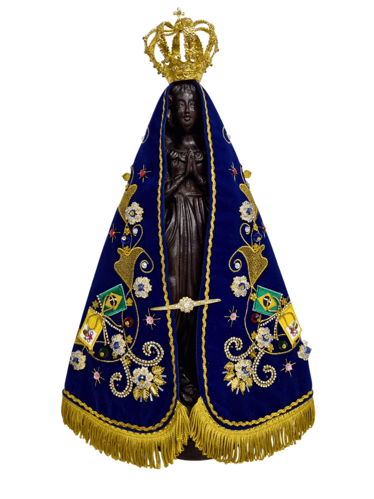Imagem de Nossa Senhora Aparecida Fac-símile em Madeira Manto Oficial 45 cm-TerraCotta Arte Sacra