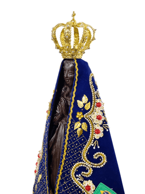Imagem de Nossa Senhora Aparecida Fac-símile em Madeira Manto Pesca Milagrosa 45 cm-TerraCotta Arte Sacra