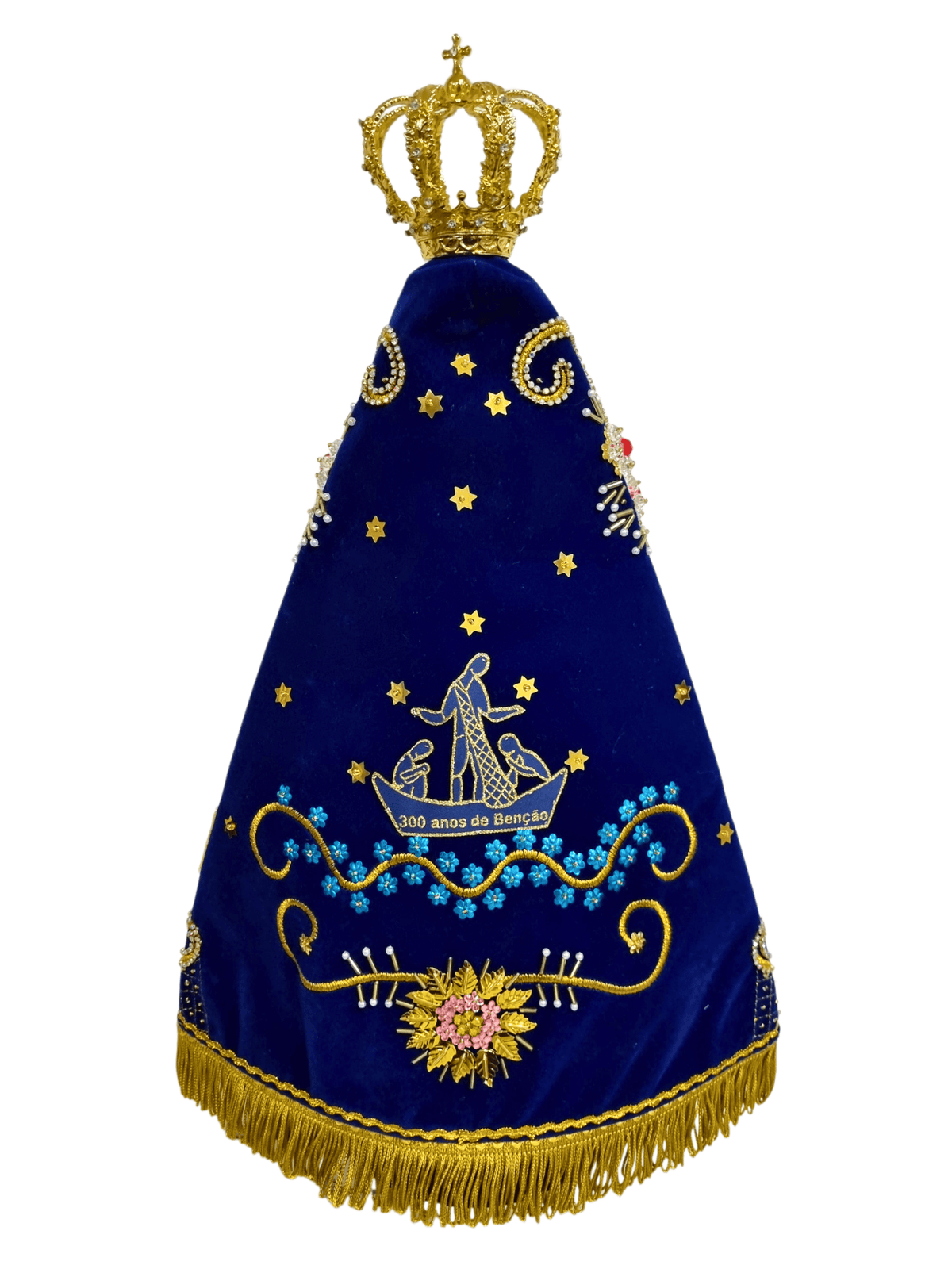 Imagem de Nossa Senhora Aparecida Fac-símile em Madeira Manto Pesca Milagrosa 45 cm-TerraCotta Arte Sacra