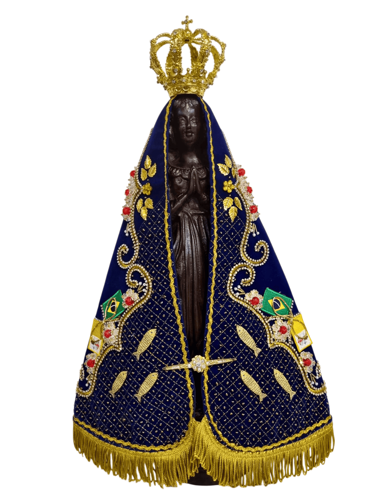 Imagem de Nossa Senhora Aparecida Fac-símile em Madeira Manto Pesca Milagrosa 45 cm-TerraCotta Arte Sacra