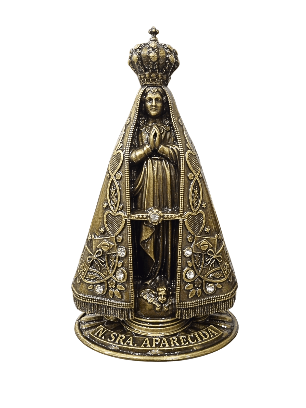Imagem de Nossa Senhora Aparecida Metal Galvanizado Ouro Velho 17,5 cm-TerraCotta Arte Sacra