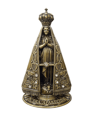 Imagem de Nossa Senhora Aparecida Metal Galvanizado Ouro Velho 17,5 cm-TerraCotta Arte Sacra