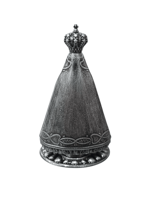 Imagem de Nossa Senhora Aparecida Metal Galvanizado Prata Velha 10,5 cm-TerraCotta Arte Sacra