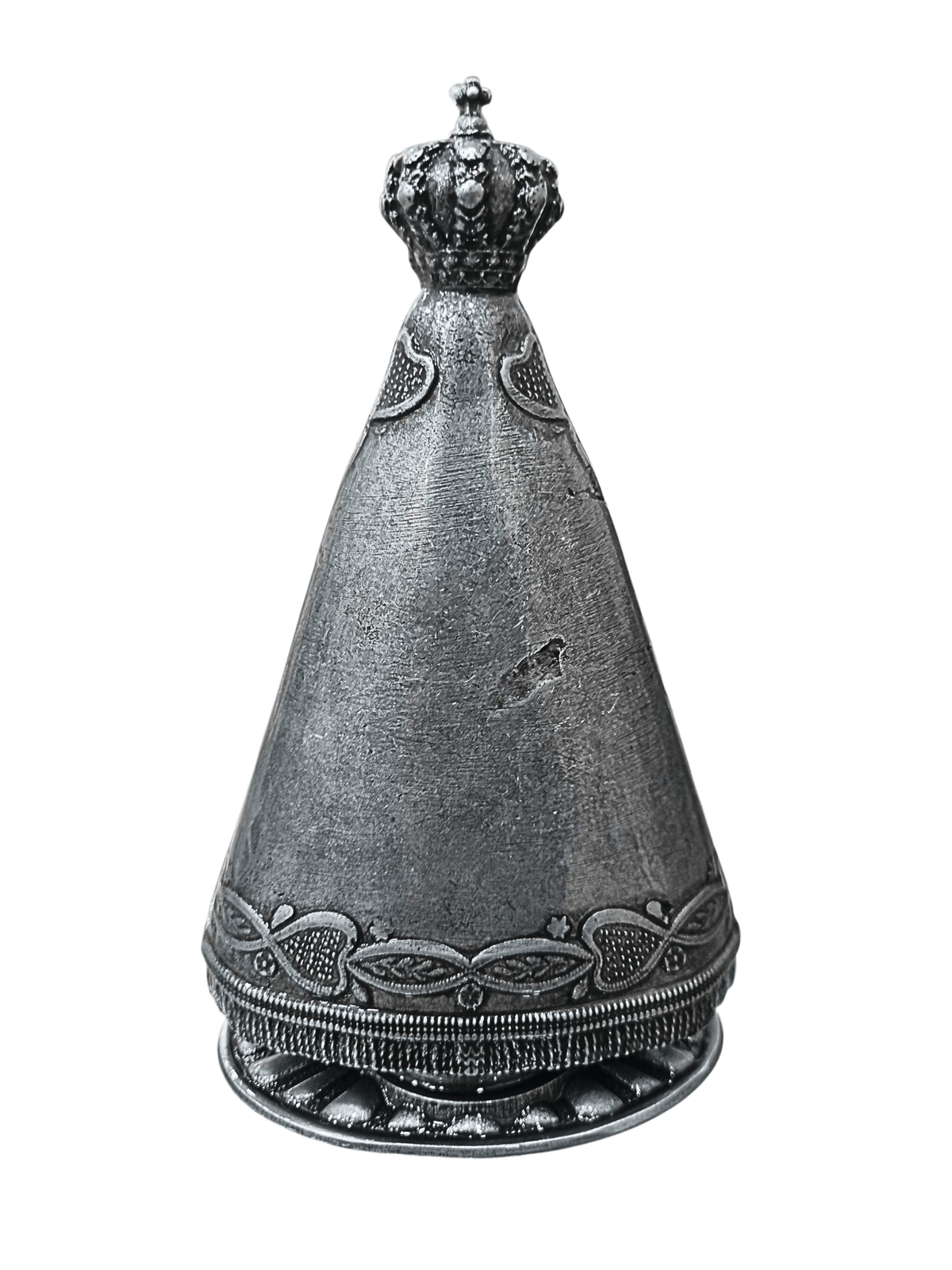 Imagem de Nossa Senhora Aparecida Metal Galvanizado Prata Velha 17,5 cm-TerraCotta Arte Sacra
