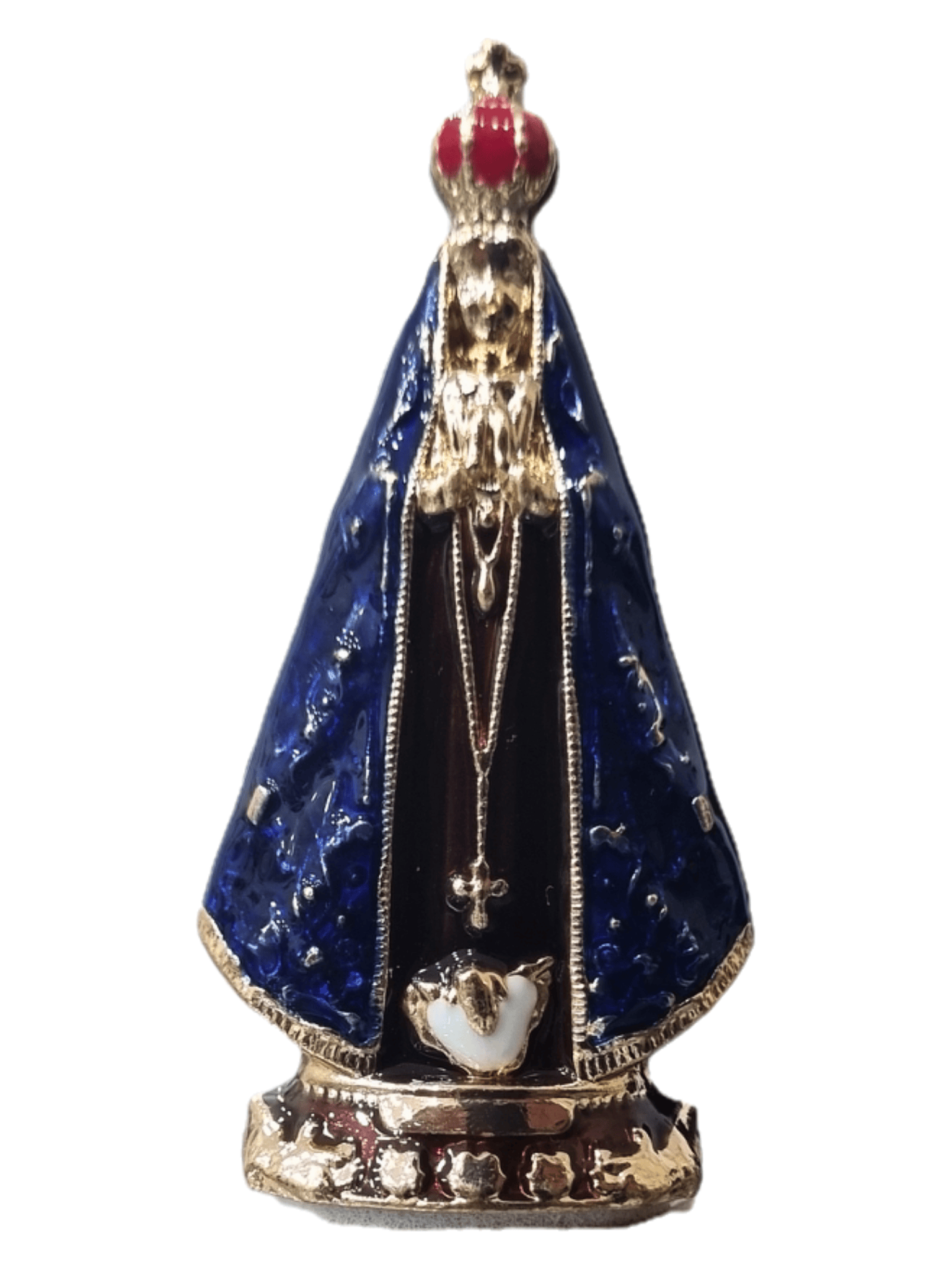 Imagem de Nossa Senhora Aparecida Para Carro Dourada Manto Azul 5,5 cm-TerraCotta Arte Sacra