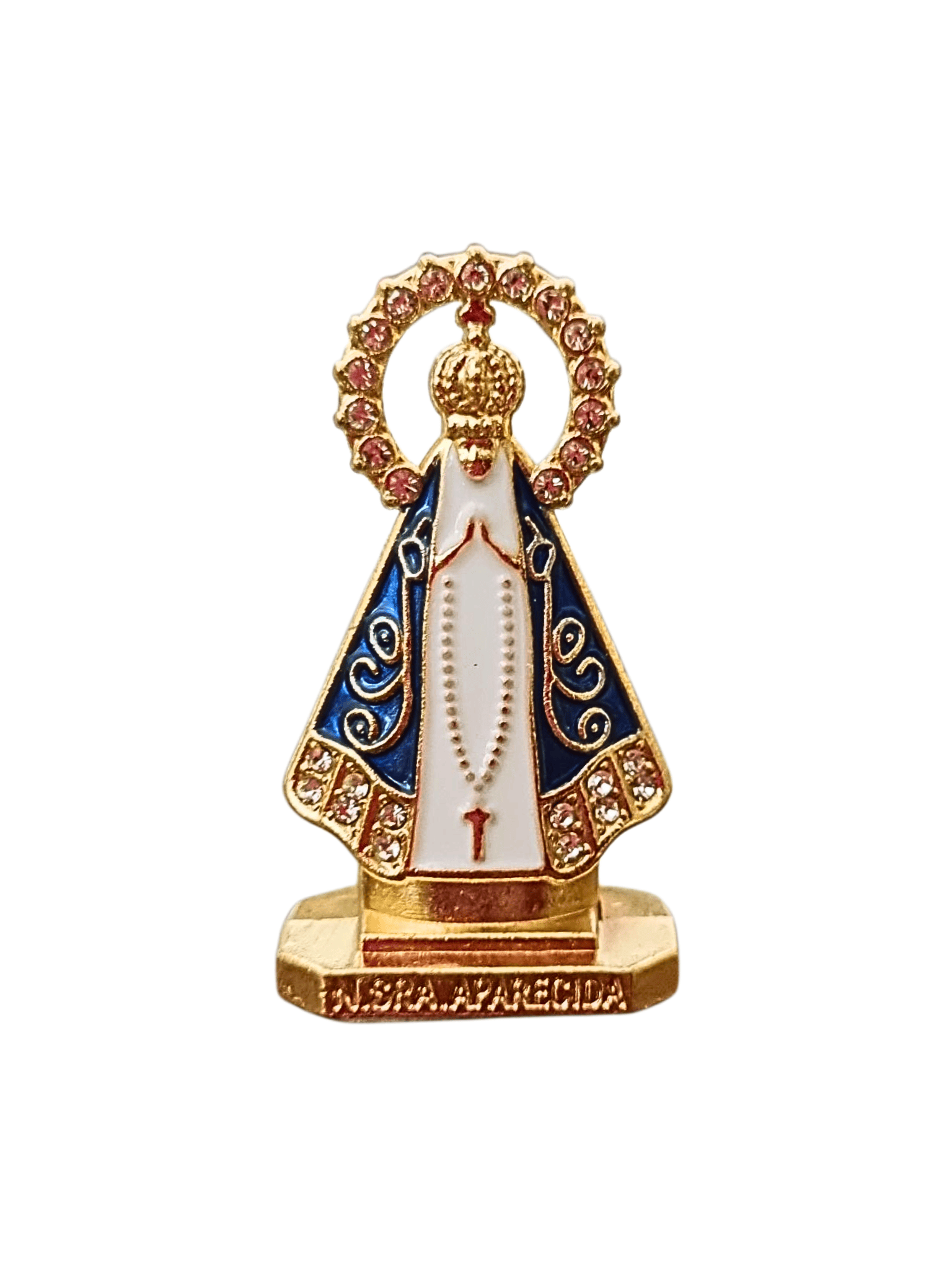 Imagem de Nossa Senhora Aparecida Para Carro Dourada com Resplendor 5,5 cm-TerraCotta Arte Sacra