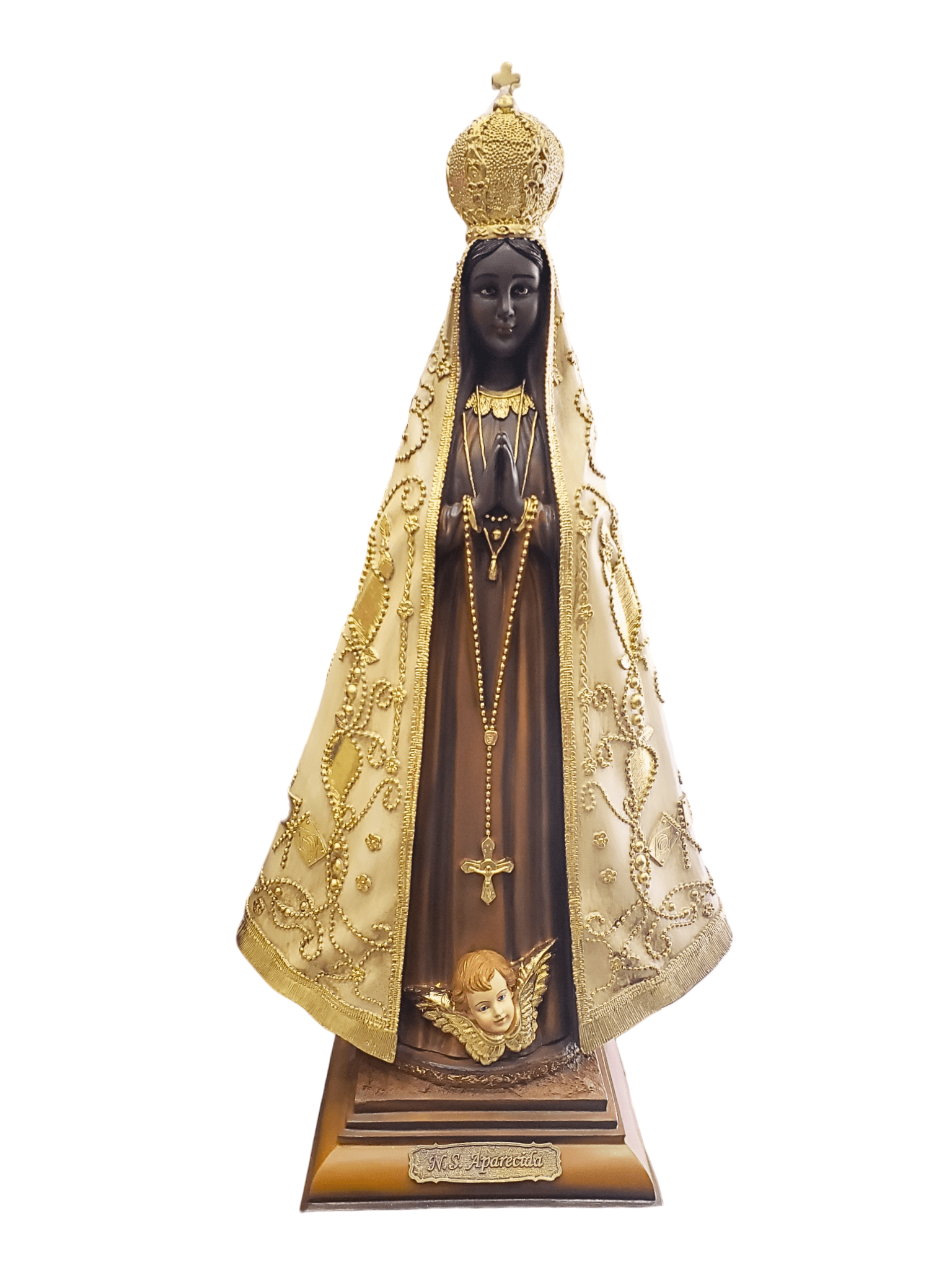 Imagem de Nossa Senhora Aparecida com Manto Dourado 70 cm-TerraCotta Arte Sacra