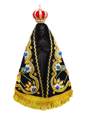 Imagem de Nossa Senhora Aparecida com Manto Flor com Azul 23 cm-TerraCotta Arte Sacra